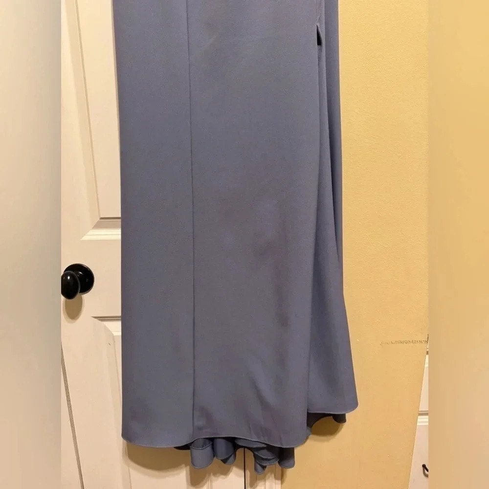Amsale Yana Slate Crepe Prom Bridesmaid Formal Dress Long Size 12 - Picture 4 of 15
